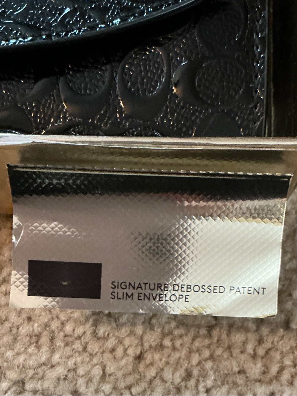Coach Black Patent Signature Envelope Wallet with Gold Logo - Picture 8 of 8